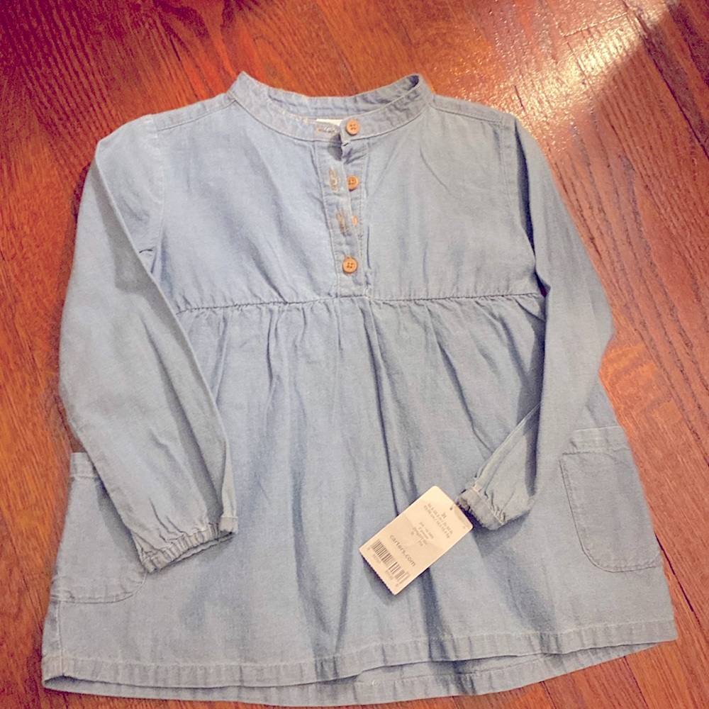 Carters Blue Chambray Shirt Dress Size 4